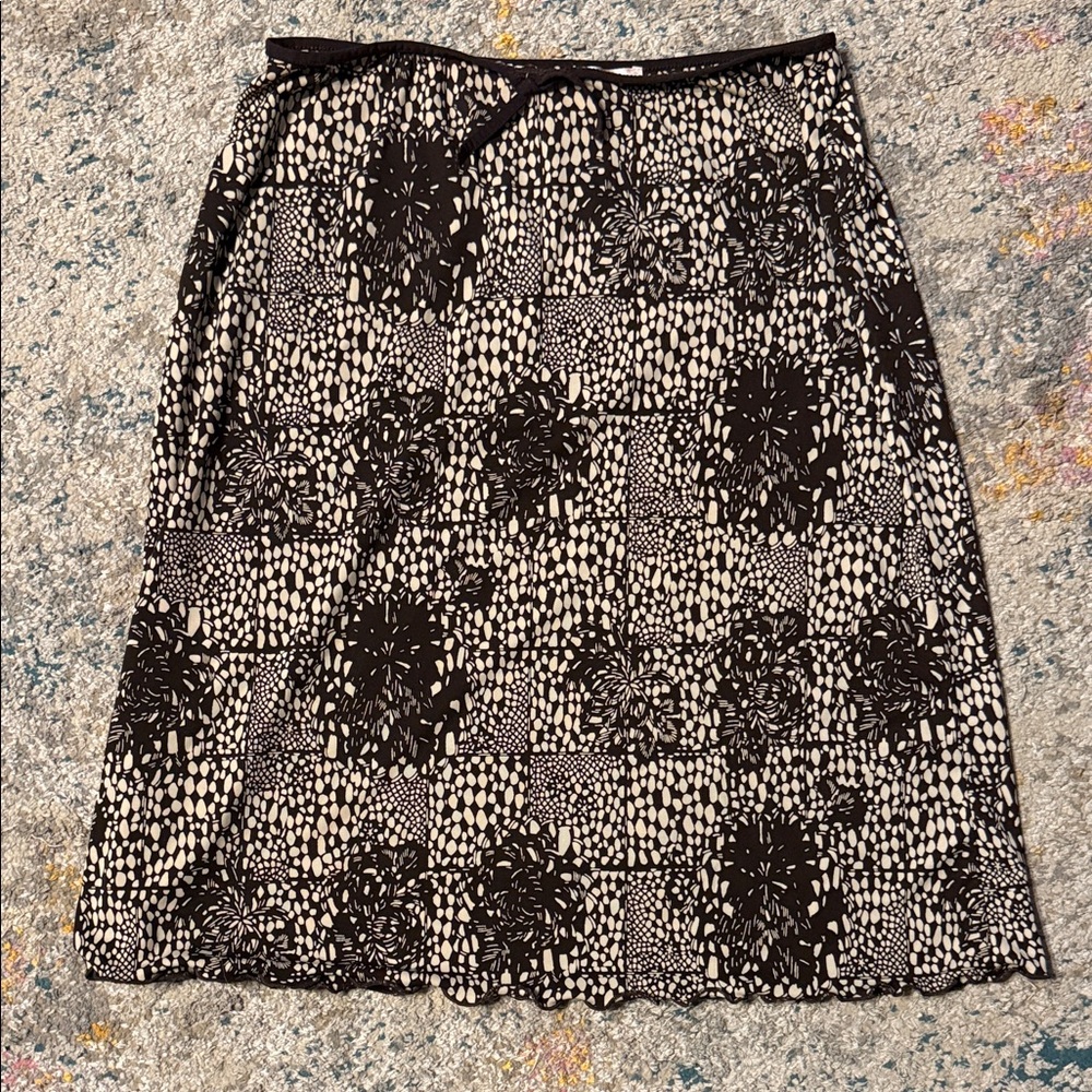 Max Studio Black & Cream Printed Midi Skirt